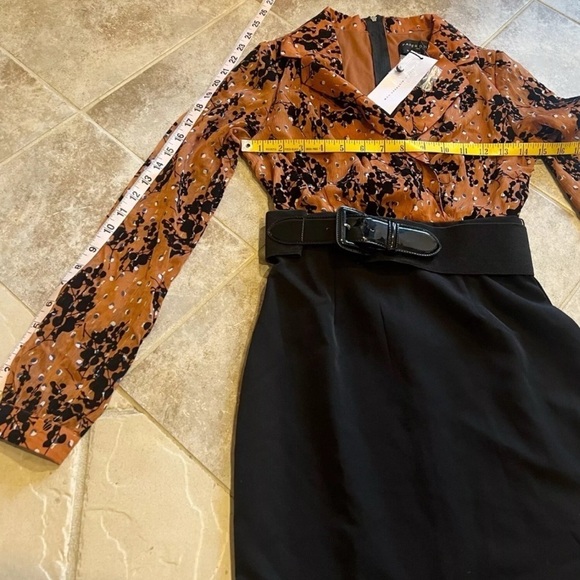 NWT Paper Dolls ASOS chiffon copper 2 in 1 mini dress black size 0 belted - Picture 4 of 5